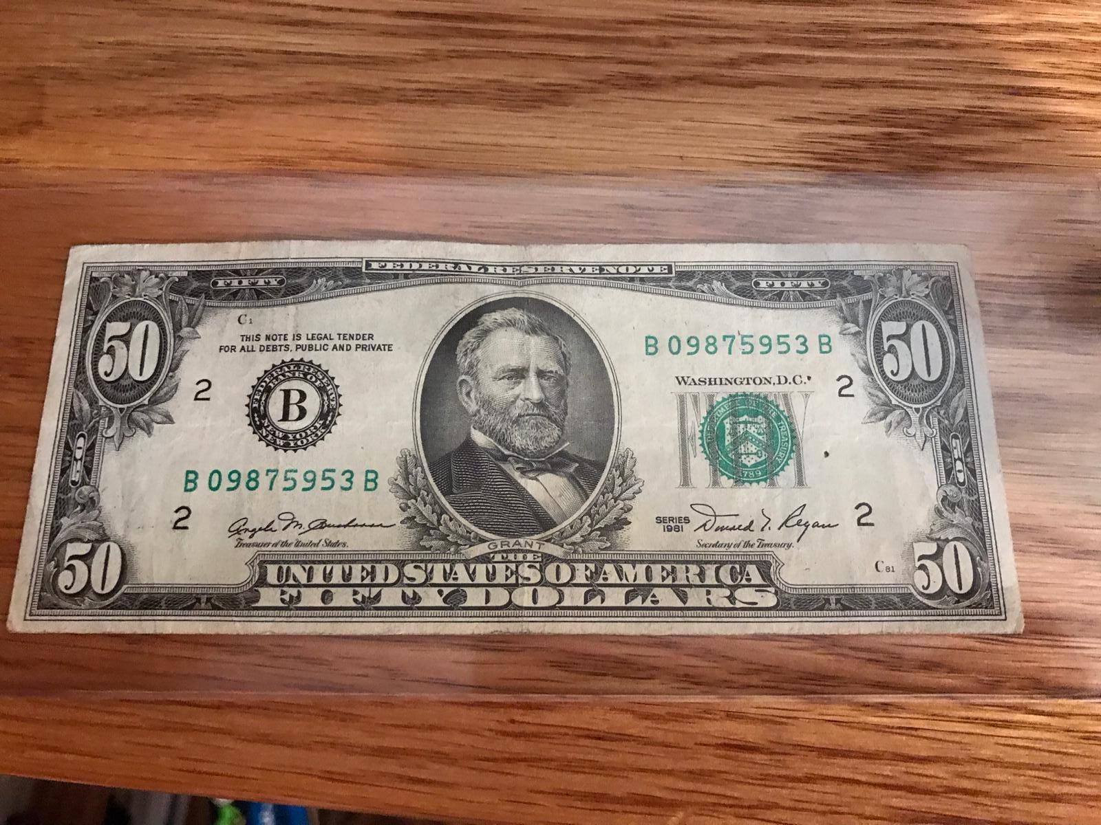 50 dollar bill 1981 year vintage real money | Etsy