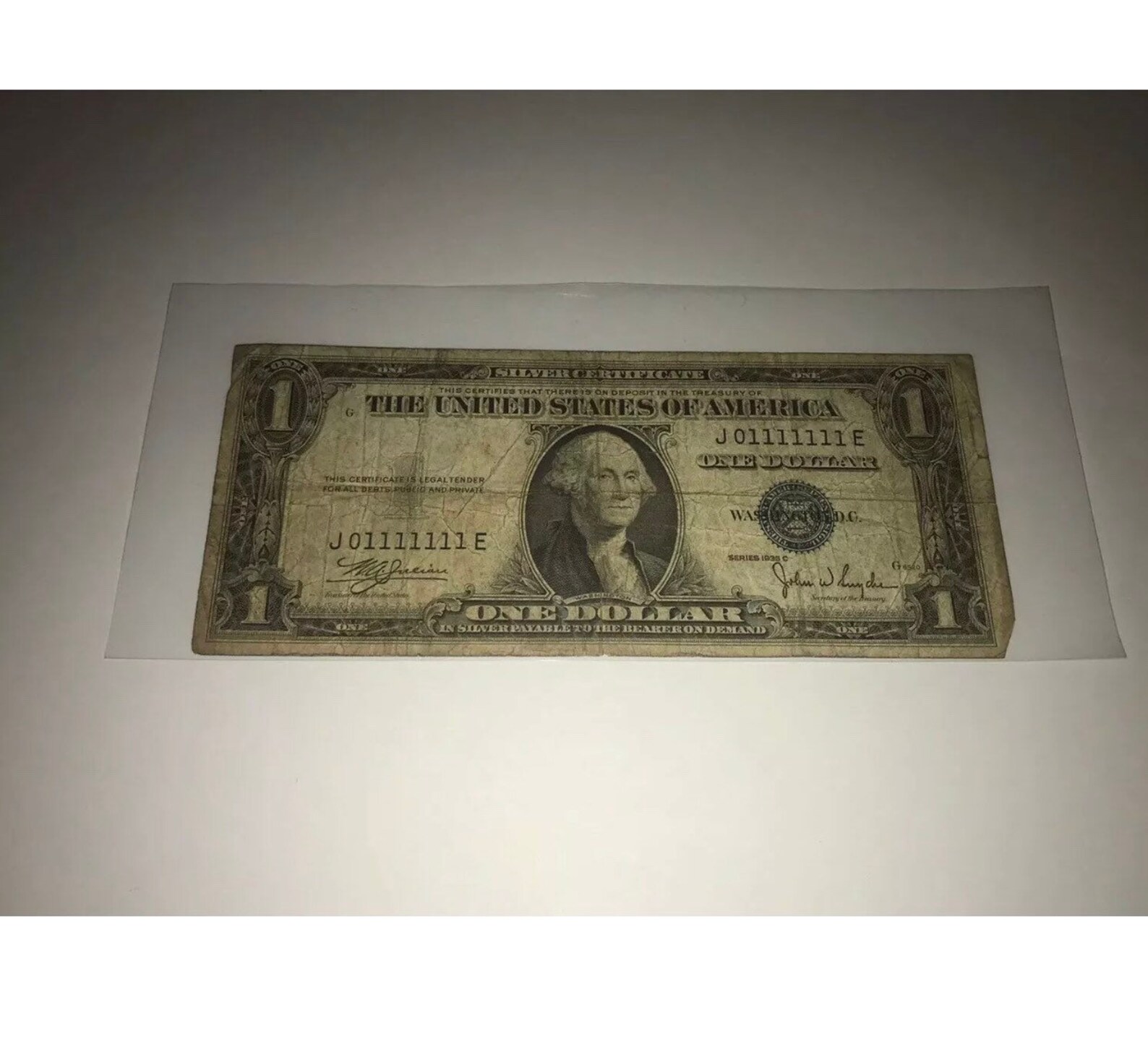 1 Dollar Bill 1935 Amazing Serial Number 01111111 Etsy