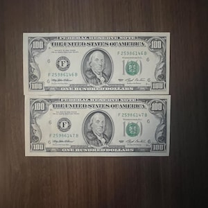 100 dollar bill 1993 consecutive serial number