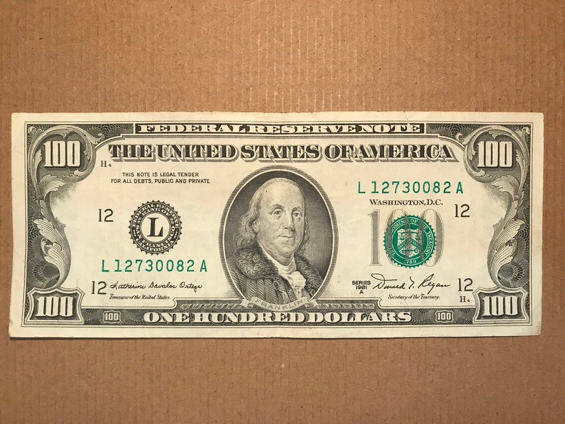 100 Dollar Bill 1981 Vintage Real Money Etsy