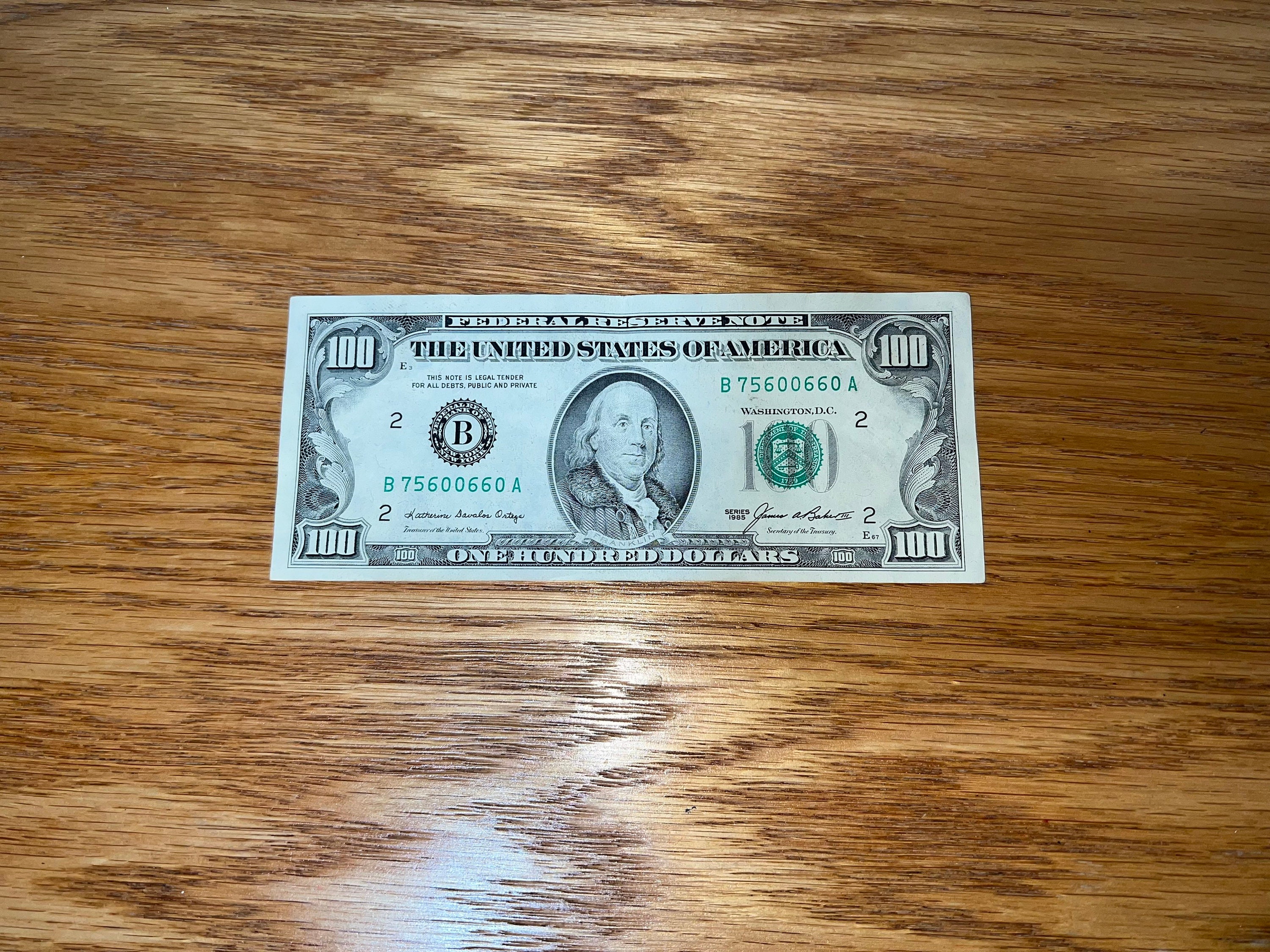 100 Dollar Bill 1985 Etsy