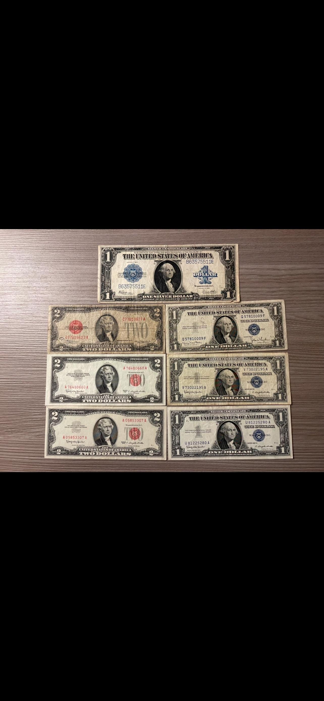 昔のアメリカ紙幣（1ドル紙幣と2ドル紙幣） - Etsy 日本