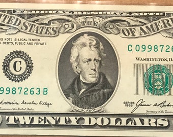 20 dollar bill 1985 vintage like new