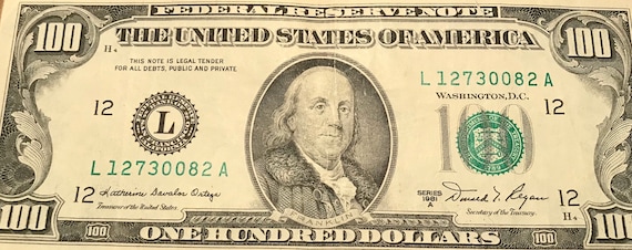 100 Dollar Bill 1981 Vintage Real Money Etsy 100 Dollar Bill 1981 Vintage Real Money Etsy