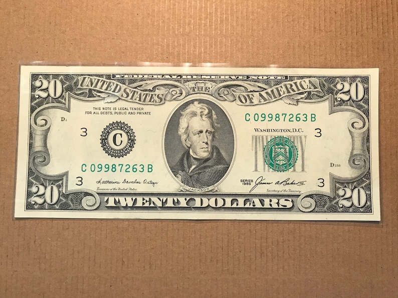 How Much Is A 1985 20 Dollar Bill Worth 20 Dollar Bill 1985 Vintage Like New - Etsy
