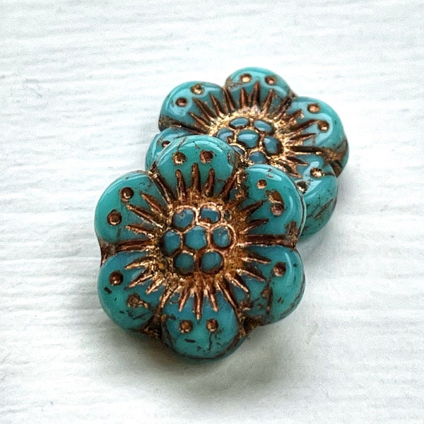 Fleur de rose bleu turquoise sauvage de 14 mm, belle fleur hawaïenne, fleur d’anémone, bronze de rose sauvage bleu ciel