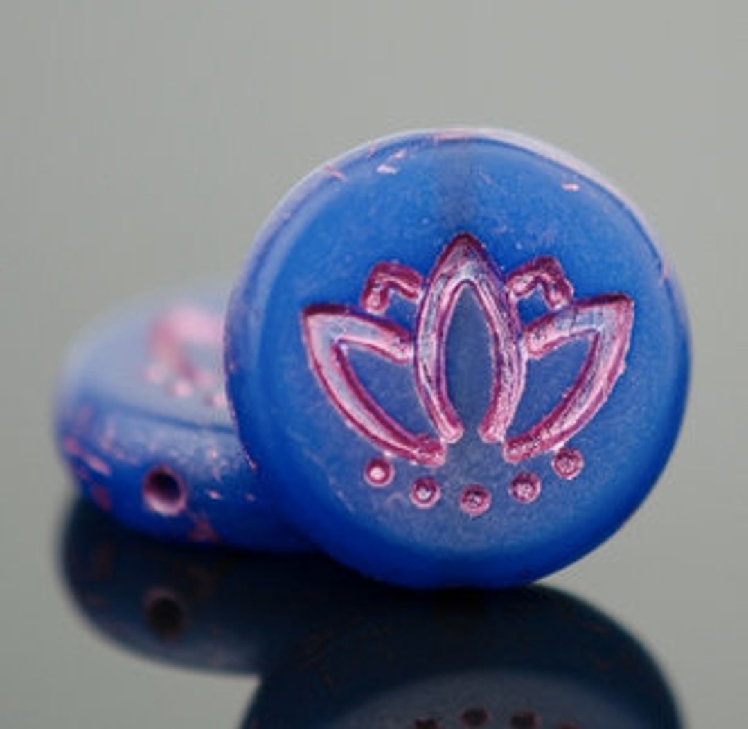 14mm Lotus Flower Coin Coin With Lotus Flower Royal Blue - Etsy