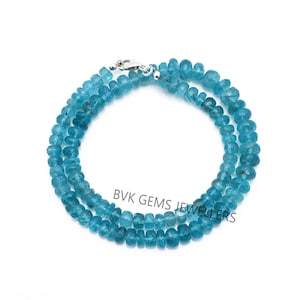 Natural AAA Blue Apatite Rondelle Faceted Beads Necklace,Blue Apatite Beaded Necklace,6-7mm Apatite Beaded Necklace Apatite Gemstone Jewelry