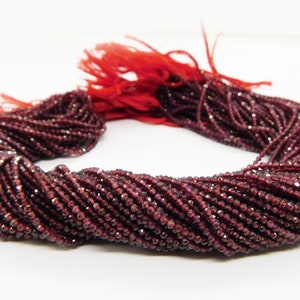 Natural Garnet Faceted Round beads | 2.5MM Red Garnet Gemstones Beads | Tiny Faceted Beads Red Semi Precious Small Beads for Jewelry Making