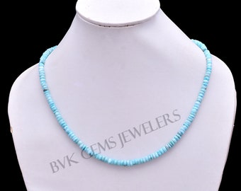 AAA+ Natural Larimar Beaded Necklace,4-5 mm Larimar Faceted Rondell Beads Necklace, Dominican Larimar Gemstone Necklace, Larimar Gift Her