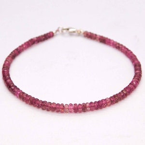 Dainty Pink Tourmaline Bracelet, Shaded Pink Tourmaline Jewelry, Sterling Silver, October Birthstone Tourmaline Gemstone Gift Jewelry