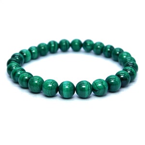 AAA Genuine Malachite Bracelet 8mm, Natural Malachite Jewelry, Green Malachite Bracelet, Green Gemstone Bracelet Healing Stone Bracelet
