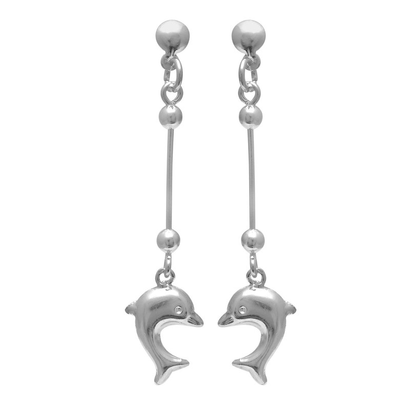 sterling silver earrings ocean animal earrings Silver Dolphin Charms silver dolphin charm jewelry 925 Silver Dolphin lover earring gift