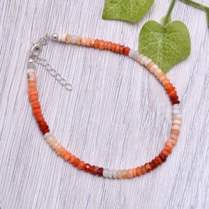Genuine Mexican Fire Opal Bracelet -Faceted Roundel 5-5.5 MM Gemstone, Natural Genuine & Finest Quality, Beautiful Handmade Bracelet