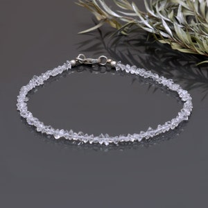 AAA Quality Herkimer Diamond Bracelet, Herkimer Diamond Nuggets Bead Bracelet, 3-4mm Herkimer Diamond  Beaded Bracelet Anniversary Gift