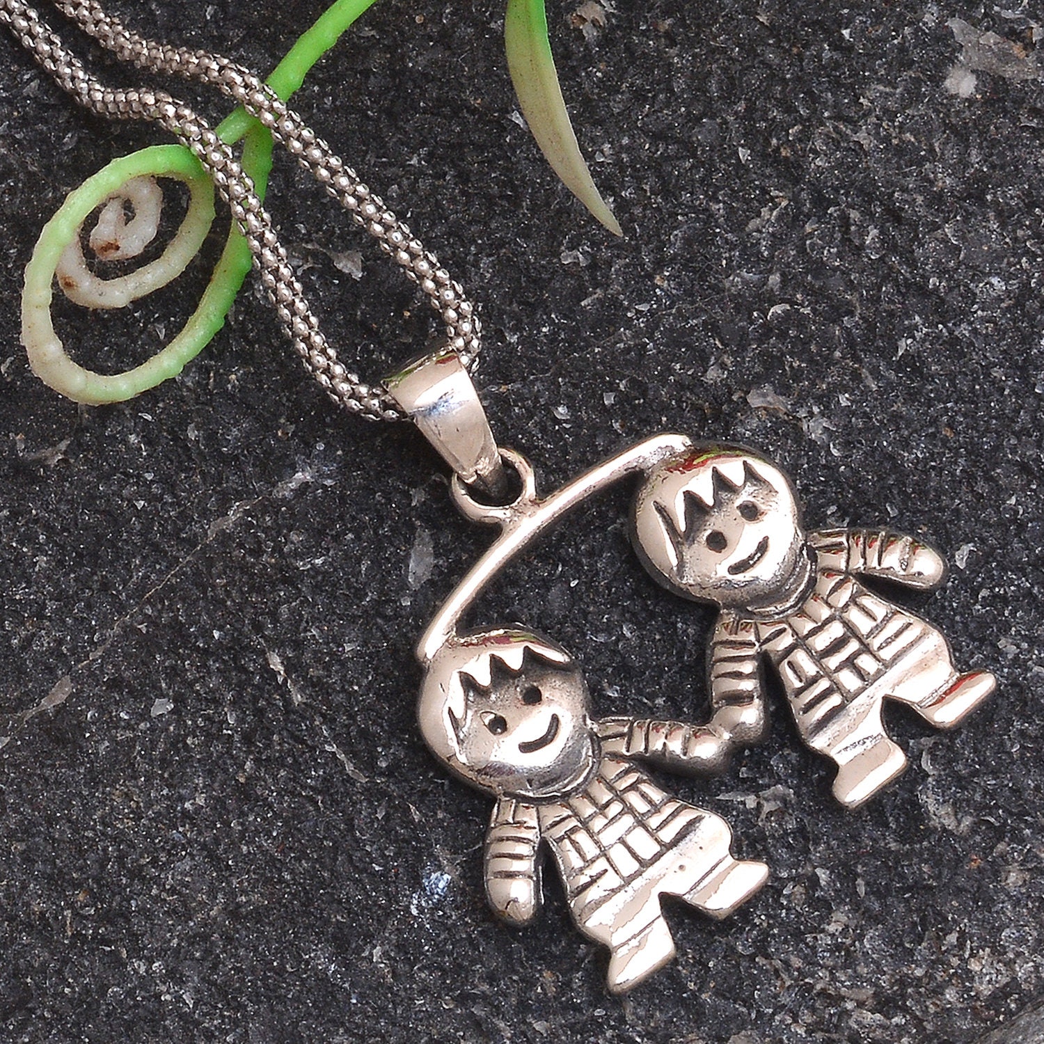 Sterling Silver Boy And Girl Charms Pendants Antique Silver Etsy