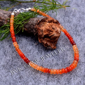 Champagne Mexican Fire Opal Beaded Bracelet, AAA Mexican Fire Opal 3-4.5mm Beads, Water Absorbing Gemstone, Bracelet For Women, Gift Jewelry