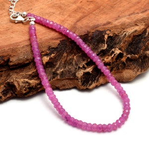 Natural Pink Sapphire Faceted Beaded Bracelet, Sapphire 3.5MM Beads Jewelry, Pink Sapphire Gemstone Jewelry, Pink Sapphire Beads Jewelry