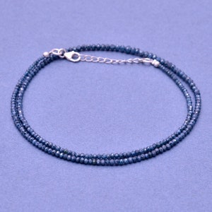 Natural Blue Diamond Necklace | Blue Diamond Beaded Necklace 2-2.5 MM | Blue Diamond Faceted Beads Necklace | Blue Diamond Beads Jewelry