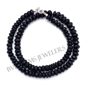 AAA Natural Black Spinel Faceted Beaded Necklace, Black Spinel 7-9 MM Beaded Necklace Jewelry, Black Spinel handmade Jewelry Necklace Gift