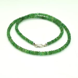 Zambian Green Emerald Faceted Roundel Beaded Necklace-Emerald Precious Necklace, Emerald Necklace 925 Sterling Silver, Emerald Beads Jewelry