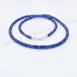 AAA Natural Blue Sapphire Beaded Necklace, Sapphire Faceted Rondell gemstone necklace, Sapphire Beads Necklace, Sapphire Necklace Gift Her