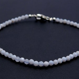 Genuine Blue Chalcedony bead bracelet Chalcedony Bracelet, Blue Chalcedony 3mm Beads, Handmade Gemstone Jewelry, Gemstone Bracelet,