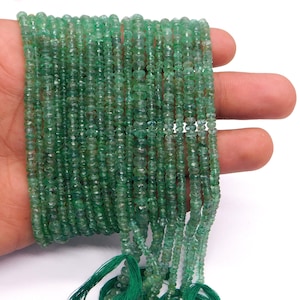 30% OFF Natural Emerald Faceted Rondelle beads Emerald Faceted beads Emerald rondelle Beads Strand Emerald Jewelry Green Beads