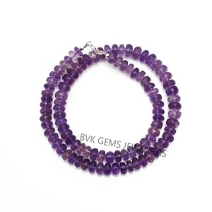 Natürliche lila Amethyst Perlen Halskette, Amethyst 7-9 MM Facettierte Rondelle Perlenkette, Amethyst Perlen Schmuck Halskette, Hochzeitsgeschenk