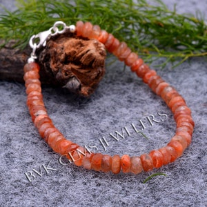 Natural SunStone Bracelet, Genuine Sunstone Jewelry Beaded Bracelet, Sunstone bracelet for Women Bead Bracelet Sunstone Gemstone Jewelry