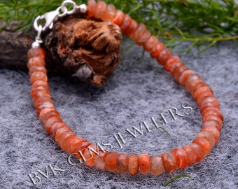 Natural SunStone Bracelet, Genuine Sunstone Jewelry Beaded Bracelet, Sunstone bracelet for Women Bead Bracelet Sunstone Gemstone Jewelry