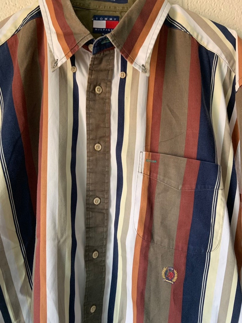 90s Striped Tommy Hilfiger short sleeve button-down