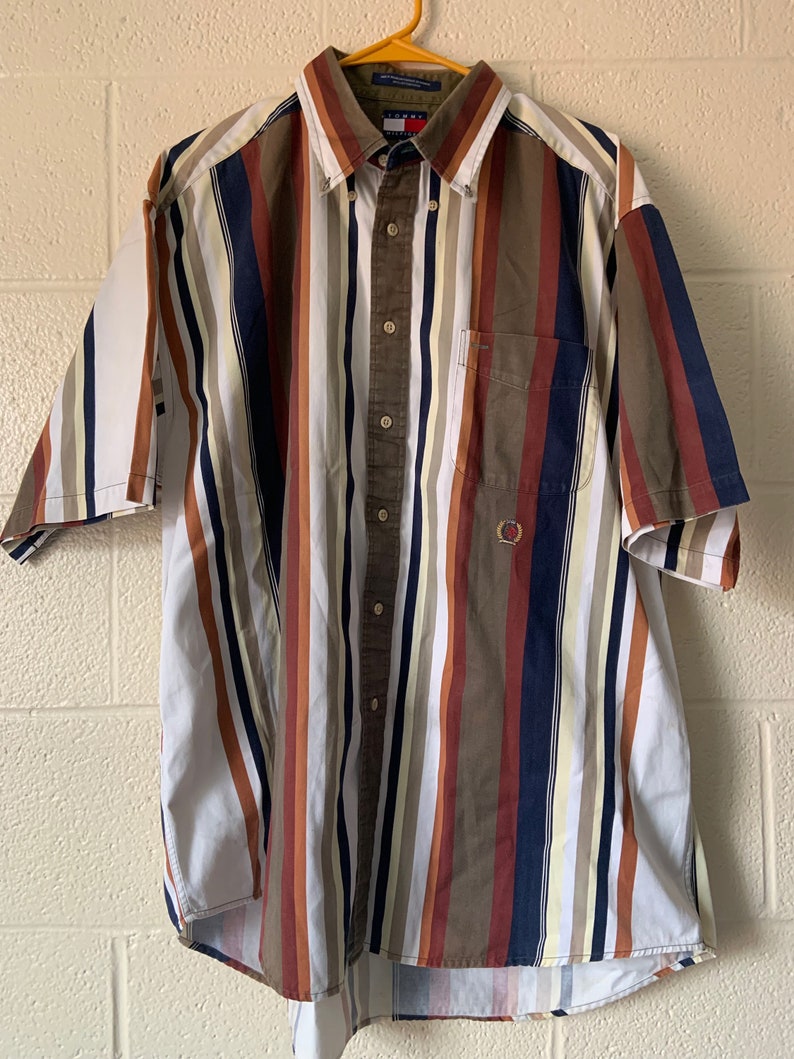 90s Striped Tommy Hilfiger short sleeve button-down