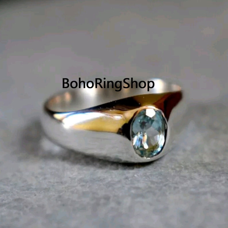 Women Ring Gemstone Ring Handmade Ring Gift For Her 925 Silver Ring Boho Ring Birthstone Ring Statement Ring Blue Topaz Ring
