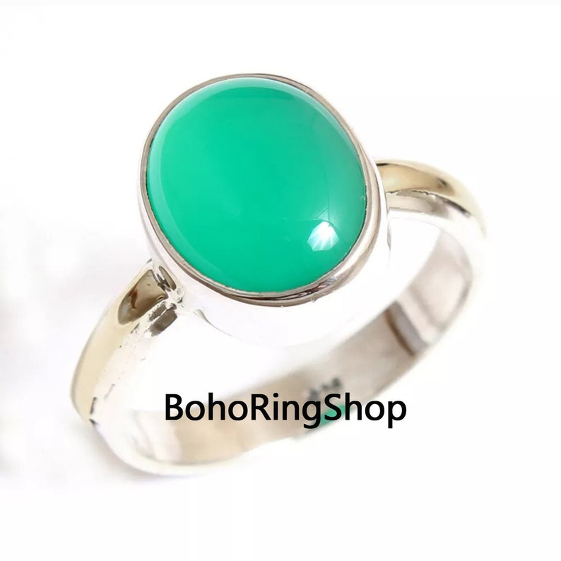 Statement Ring 925 Silver Ring Handmade Ring Gemstone Ring Boho Ring Women Ring Green Onyx Ring Gift For Her Dainty Ring