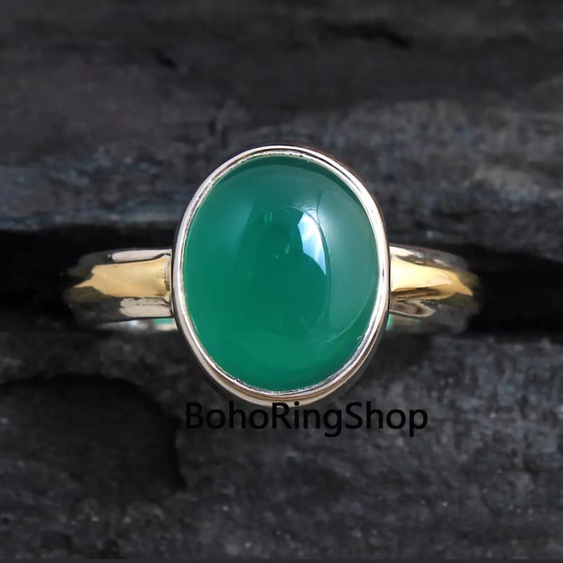 Statement Ring 925 Silver Ring Handmade Ring Gemstone Ring Boho Ring Women Ring Green Onyx Ring Gift For Her Dainty Ring