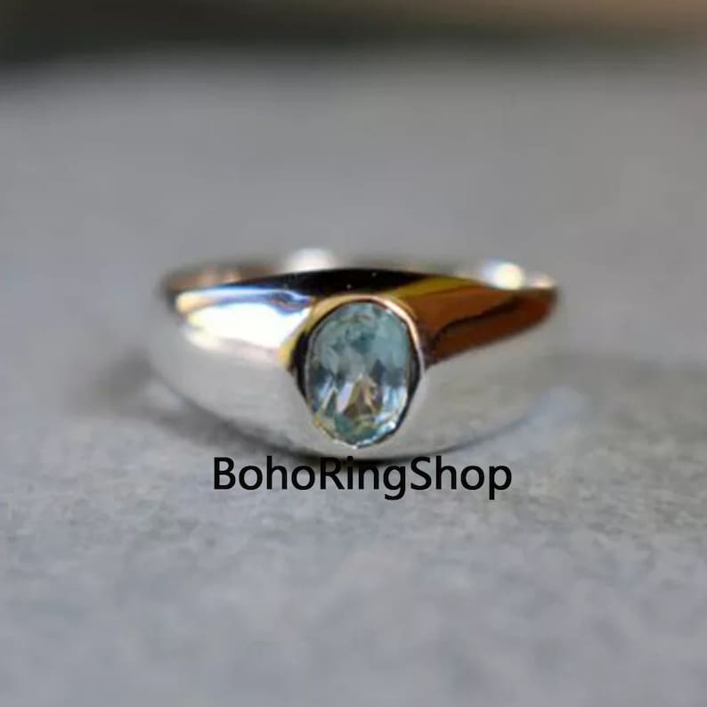 Women Ring Gemstone Ring Handmade Ring Gift For Her 925 Silver Ring Boho Ring Birthstone Ring Statement Ring Blue Topaz Ring