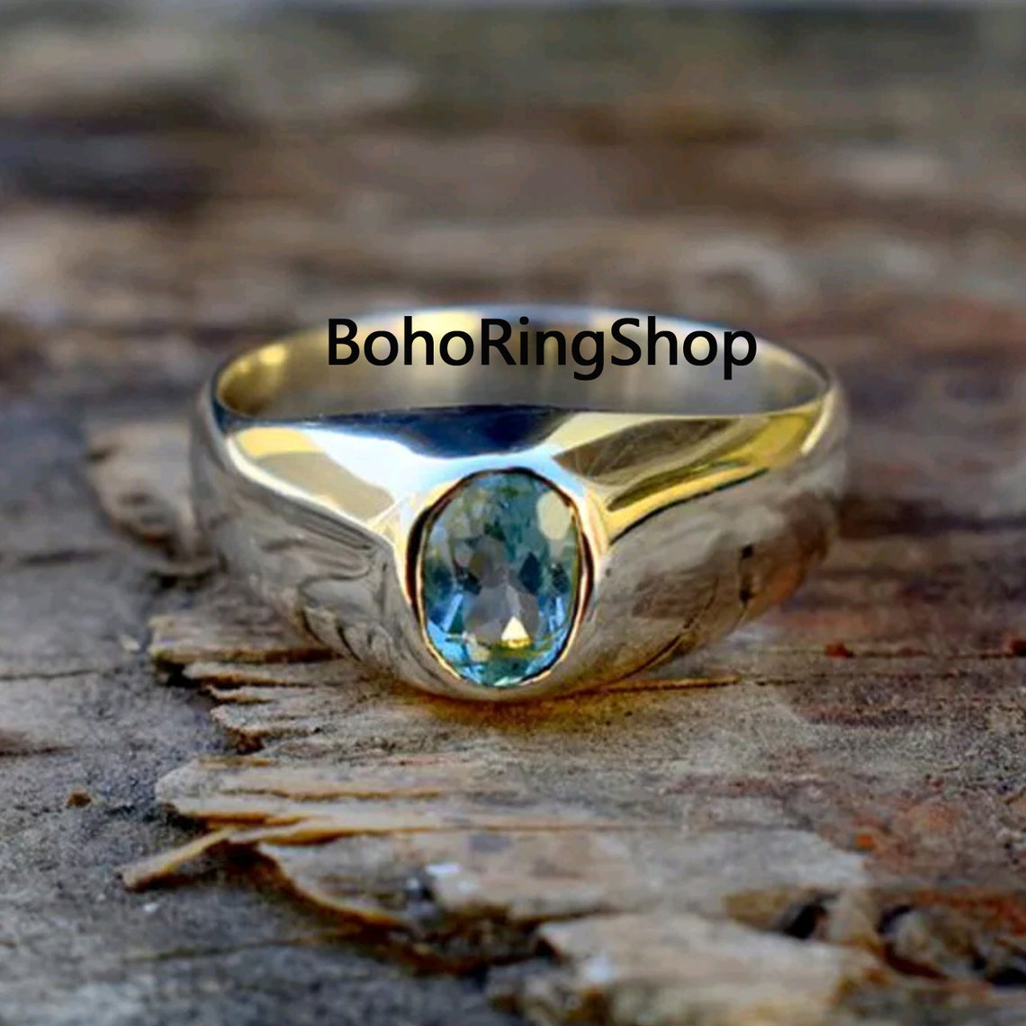 Blue Topaz Ring Birthstone Ring Gemstone Ring Statement Etsy