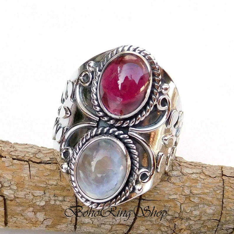 Moonstone Ring Women Ring 925 Silver Ring Designer Ring Garnet Ring Gemstone Ring Gift For Her Handmade Ring Statement Ring