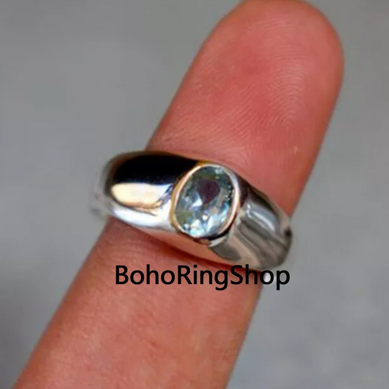 Women Ring Gemstone Ring Handmade Ring Gift For Her 925 Silver Ring Boho Ring Birthstone Ring Statement Ring Blue Topaz Ring
