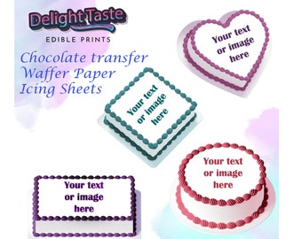 Custom Icing Sheets Print, Cake Wrap, Cupcake toppers, Icing sheets, Wafer Paper, Chocolate Transfer Sheets, Frosting, Lollipop transfer
