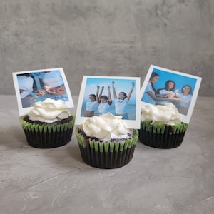 Custom Polaroid Edible Print, Cake and Cupcake toppers, Frosting Images, Edible Photo, Chocolate Transfer Sheets.