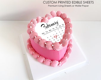 Custom Calendar Cake Topper, Icing sheets, Wafer Paper, Burn-Away Cake, Edible Cake Topper