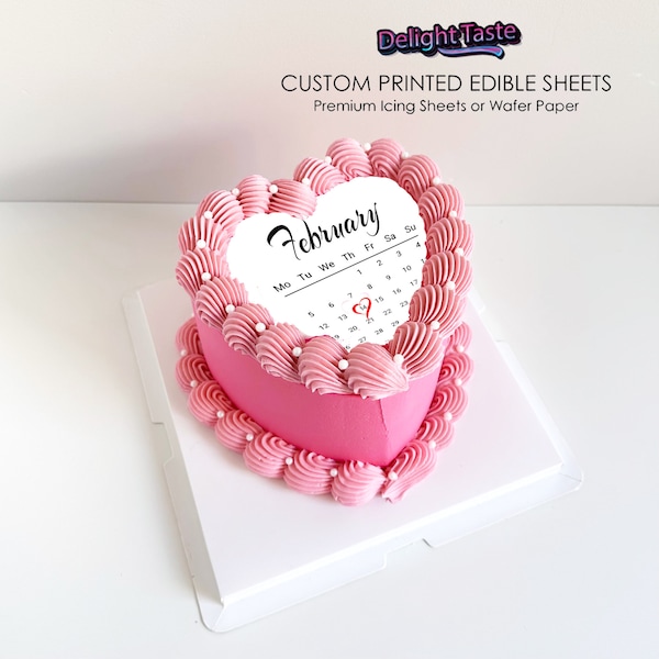 Custom Calendar Cake Topper, Icing sheets, Wafer Paper, Burn-Away Cake, Edible Cake Topper