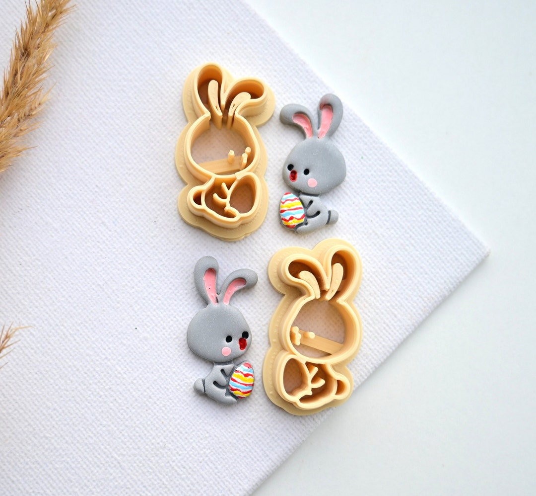 Easter Bunny Clay Cutter MIRROR Rabbit Clay Cutters Embossing Clay ...