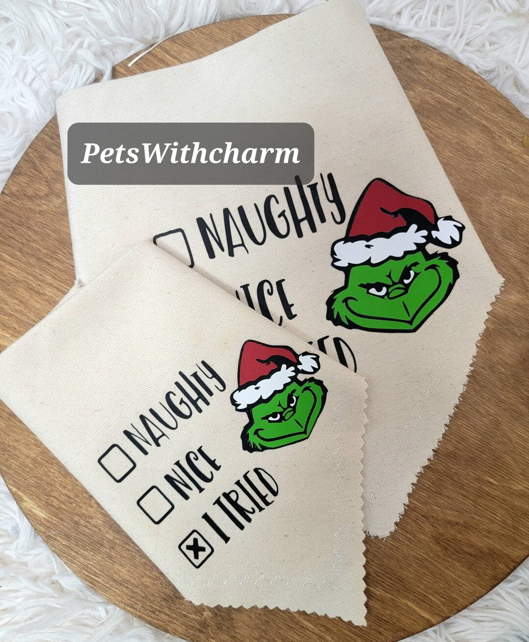 Naughty Nice I Tried Grinch Dog Bandana Grinch Etsy