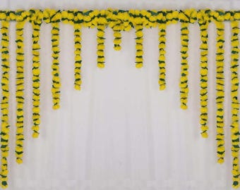 BOXOB 5 Ghirlande Di Calendula Artificiali – 150 Cm, Fiori Arancioni E Gialli Per Decorazioni Natalizie, Indiane, Diwali