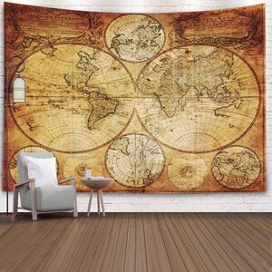 Mapa del mundo del tesoro para colgar en la pared, tapiz indio, decoración de pared para dormitorio, tapiz, decoración de mapa del mundo, tapiz de mapa de la Tierra, mantas, colcha