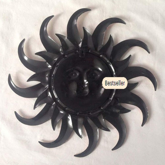 Black 15 7 Sun Face Wall Decor For Indoor Outdoor Etsy