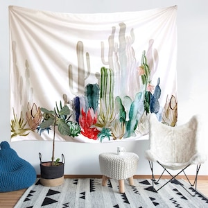 Tapestry Cactus Wall hangings Watercolor Printed Nature Large Tablecloths Wall Tapestry Bedroom Living Room Home Decor Dorm Décor Tapestry
